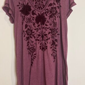 Johnny Was Dress/Tunic. Lovely burgundy shade with darker embroidery.